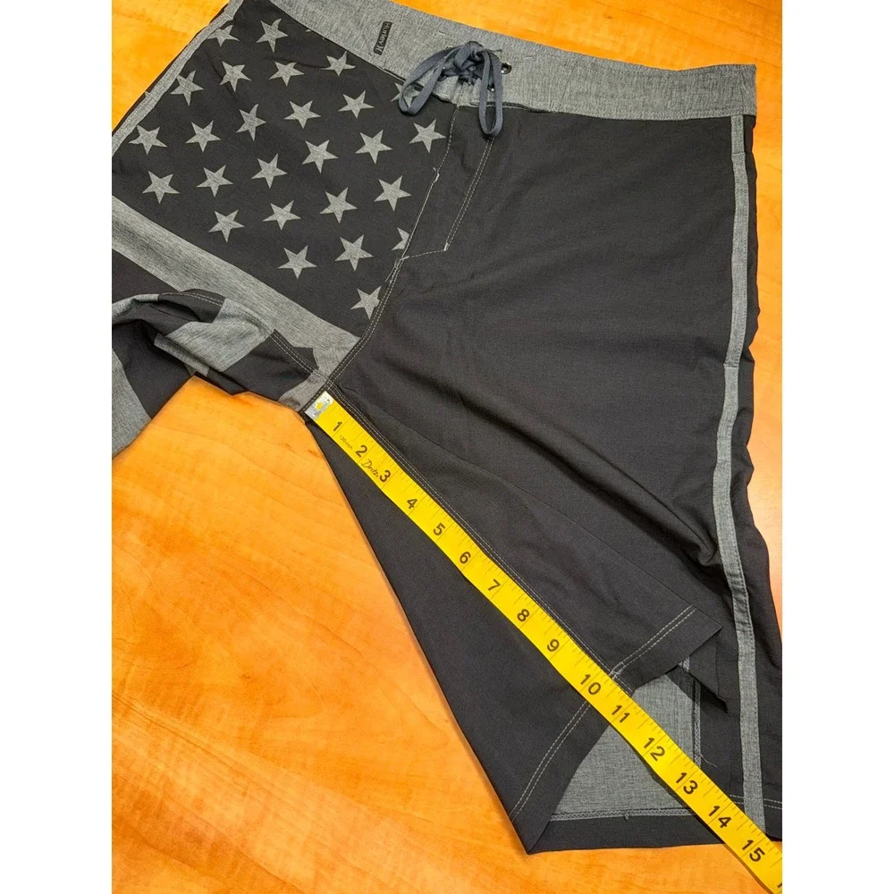 Hurley Buckle Mens‎ Board Shorts 30 American Flag Stars Stripes Black Gray Swim